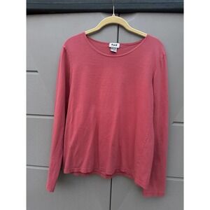 Flax Women’s 100% Cotton pink long sleeve Crew Neck Tee small